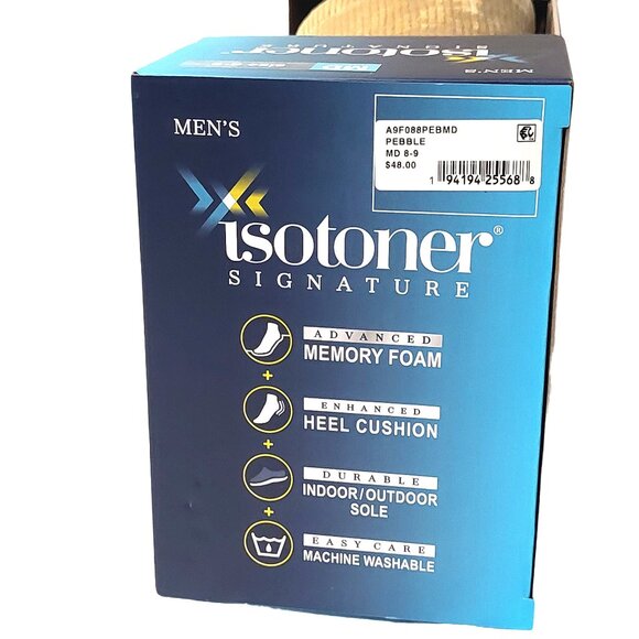 Isotoner Signature Men's Memory Foam Indoor/Outdoor Slippers Pebble Sz Med 8-9 - Picture 4 of 9